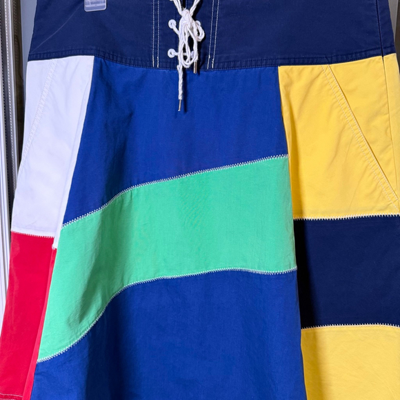 Women's American Living Patchwork Mini Skirt Size 8 Blue Yellow Multi-color - Picture 3 of 6